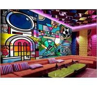 rskjdghshd Papier Peint Rétro Peint À La Main, Graffiti Populaire, Musique, Thème De Football, Bar, Restaurant Occidental, Fond Mural, Thé De L'après-midi, Café,3D,200x140cm