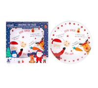 RSW Assiette de réveillon de Noël en porcelaine - Motif Père Noël et Rudolph - 26,7 cm - Personnalisable avec marqueur inclus - Parfait pour les dîners de Noël des enfants - Assiettes de Noël festives