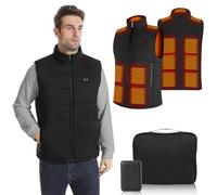 Rtdep Gilet Chauffant Homme, Veste Chauffante avec 15 Zones, Gilet Chauffant Homme Électrique avec Batterie USB 10000mAh, Doudoune Chauffante pour Moto Pêche Chasse Camping