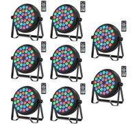 Rtktoup 8 PCS RGB 36 LED Lumiere Par, 36W Lumiere de Scene avec Télécommande et 4 Modes de Contrôle, Par LED Eclairage Scene pour Noël Halloween Disco Show Concerts Party