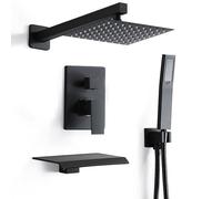 RTOBWEYE Ensemble de robinet de douche de 20,3 cm, système de douche à effet pluie avec pommeau de douche à main haute pression, ensemble de douche mitigeur de salle de bain, robinet brut et kit de