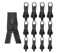 RTRTGS Kit de 12 Curseurs de Fermeture Éclair Clipsables - Remplacement Instantané pour Vestes, Manteaux, Valises - Détachables, Faciles à Utiliser - Noir