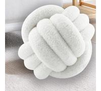 RTSFKFS Coussin Noeud Rond 20 27 35 cm, Oreiller Balle Decoration Chambre, Deco Salon Aesthetic, Canape Decoration Sherpa, Oreiller Decoratif(Blanc,35cm/13.8")