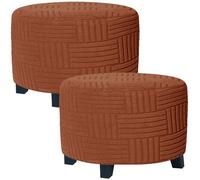 RTSFKFS M L XL Housse de Pouf Rond, Lot de 1 Or 2 Housse Ottomane Extensible Jacquard, Housse de Repose-Pieds Protecteur de Meubles Housse de Tabouret avec Fond Élastique Antidérapante(Orange,M 2Pcs)