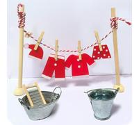 RTUOHUIN Lot de 16 séchoirs à Linge Miniatures pour Lutin - Accessoires de Porte de Lutin - Accessoires de Noël avec cintres/Robes, Seau, Planches à râper, décoration de Chambre d'enfant pour Noël