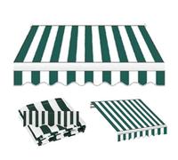 RTVGNSZSJL Rayures Vertes Tissu De Remplacement pour Auvent Rétractable 150cm 250cm 300cm 400cm Toile D'Auvent，Toile pour Store Banne Imperméable pour Jardin Fenêtre Balcon(10x5ft/300x150cm)