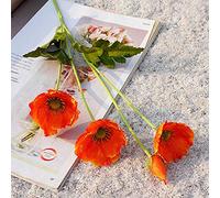 RTWAY Lot de 3 Coquelicots artificiels en Soie à Longues tiges pour décoration de Table de Cuisine ou Maison Orange