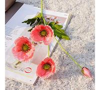 RTWAY Lot de 3 Coquelicots artificiels en Soie à Longues tiges pour décoration de Table d'hôtel Rose