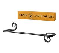 RTZEN Farmehouse Porte-Serviettes de Salle de Bain - Barre Porte-Serviettes en Fer forgé Noir Mat - Barre de Support Mural - Décoration d'intérieur en métal Fait à la Main (40,6 cm - Convient aux