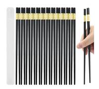 Ru Yi Lot de 10 paires de baguettes chinoises noires avec boîte à baguettes, 24 cm, passent au lave-vaisselle, baguettes en alliage, réutilisables, antidérapantes