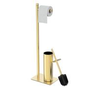 RUACQ Support de Papier Toilette avec Brosse de Toilette et Support, en Acier Inoxydable 304, Support de Rouleau de Papier Toilette autoportant, Base lestée, Robuste (Or brossé)