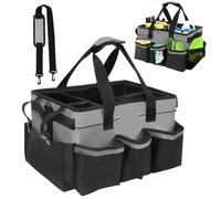 Ruaizel Sac de Rangement de Nettoyage Portable, Grand Organisateur de Fournitures de Nettoyage, Sac Fourre-tout de Nettoyage Multi-Compartiments avec Séparateurs Amovibles pour la Maison, la Voiture