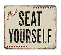 RUAJOGYNVM Industrial Metal Sign Seat Yourself Rustic Tin Sign for Restaurant Bistro Coffee Shop Wall-Art 8 X 12 inch