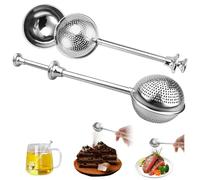 Ruayia Lot de 2 pinces à thé pour thé en vrac avec poignée télescopique, infuseur à thé en acier inoxydable 304, filtre à thé, pince à thé, infuseur à thé, plumeau en acier inoxydable pour poudre de