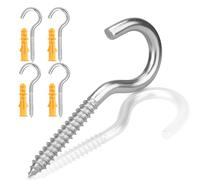 Ruayia Lot de 4 crochets à vis en acier inoxydable M5 x 65 mm 304 auto-taraudeuses, vis à œillets, crochet de plafond, vis à crochet, vis à clous, œillets pour bricolage en liège, artisanat, cadre en