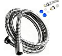 Ruayia Tuyau de douche de 1,5 m, raccord standard universel de remplacement G1/2, tuyau de douche en acier inoxydable, anti-fuite, anti-pliure, anti-explosion, haute pression, chrome - argenté