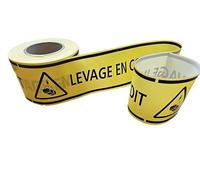 Rubalise Jaune "Passage Interdit - Levage en Cours" - 100 m x 10 cm - Signalisation de Chantier - Ruban Haute Visibilité avec Pictogramme Levage