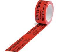 Ruban adhésif d'avertissement PP risque de rupture L.66 m,l.50mm rouge Rl.TRANSPAK