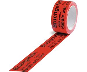Ruban adhésif d'avertissement PP risque de rupture L.66 m,l.50mm rouge Rl.TRANSPAK