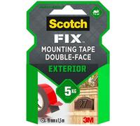 3M Scotch-Fix Ruban de montage extérieur 411-1915-P, 19mm x 1,5m, Tient jusqu'à 5 kg, 1 kg/30 cm x1 morceau