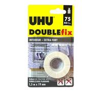 UHU Ruban adhésif double-face Doublefix – Ultra-fort 75 kg – 19 mm x 1,5 m – Transparent