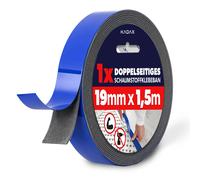 Ruban adhésif double face KADAX 19 mm x 1,5 m, 1 rouleau, ruban de montage extra-résistant en mousse PE, ruban adhésif double face en mousse pour miroirs, moulures et décoration