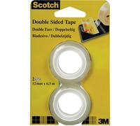 Scotch Recharge de ruban adhésif double-face 665 – 2 rouleaux (12 mm x 6,3 m) – transparent
