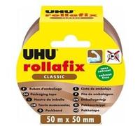 UHU Ruban adhésif d'emballage Rollafix – polypropylène silencieux 46 µm, 50 mm x 50 m – Havane