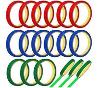 Ruban Adhésif PVC 12mm 18 Pcs, pour Scelleuse de Paquet Multicolore | Six Rouleaux Rouges, Bleus et Verts, Fermeture Nette des Sachets, Tri Facile, Compatible Cellophane et Emballage D’expédition