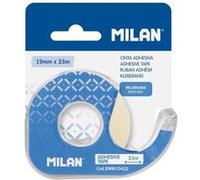 MILAN Ruban adhésif transparent brillant avec dévidoir en plastique 19 mm x 33 m bleu