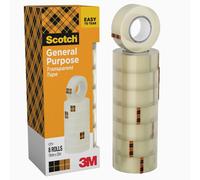 Ruban adhésif transparent Scotch 8 rouleaux 19mm x 33m bureau emballage