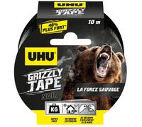 UHU Ruban adhésif Grizzly Tape – Toilé, étanche, ultra fort et durable – Noir 50 mm × 10 m