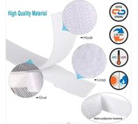 Ruban adhésif Velcro - Côté à crochet et côté à poils - 20 mm - 1 mètre - Polyester/Nylon - Blanc