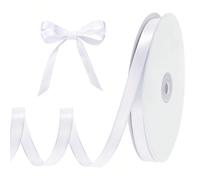 Ruban blanc 3/8"-5/8"-1"-1 1/2" 25 yards Ruban de satin blanc pur pour cheveux, cadeaux, emballage, nœuds, sacs cadeaux, bijoux, perles, ballons, couture, cartes, artisanat DIY, décorations de Pâques,