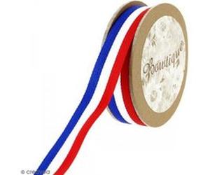 Ruban Celebrate fantaisie à gros grains - Drapeau français - 20 mm x 5 m G