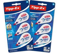 Tipp-Ex Ruban correcteur Mini Pocket Mouse – Très résistant – 6 m x 5 mm – Lot 2 blisters de 3