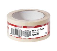 Ruban d’Emballage PP FRAGILE Blanc / Rouge 66m x 48mm