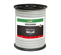 Ruban de clôture en osier 12 mm, blanc/vert - Rouleau de 200 m - Pour chevaux, poneys et bovins - Couleurs bien visibles - Fabriqué en Allemagne (1 rouleau)