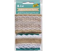 Ruban de jute avec dentelle, 2 x 1 m