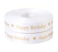 Ruban de luxe en satin doré « Happy Birthday » pour gâteaux, gâteaux d'anniversaire, emballages cadeaux, cartes, décorations d'anniversaire (doré et blanc)