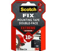 Ruban de montage extérieur 3M Scotch-Fix Extreme, 19 mm x 1,5 m, Tient jusqu'à 10 kg, 1 kg/15 cm x1 morceau