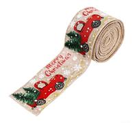Ruban de Noël en lin 5 m x 5 cm avec bord métallique (B)