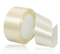 Ruban de satin beige de 40 mm de large - 23 m de long - En tissu crème - Pour travaux manuels, couronnes, décoration de mariage, Noël, arcs pour les bouquets, anniversaire et emballage cadeau