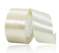 Ruban de satin beige de luxe 50 mm x 23 m - Ruban en tissu uni parfait pour emballage cadeau, travaux manuels, fêtes de mariage, Noël, nœuds pour les cheveux, bouquets, anniversaires, fêtes prénatales