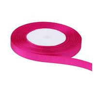 Ruban de satin double face en polyester pour emballage cadeau, bouquets de Saint-Valentin, projet de couture, ballon de fête, nœuds pour cheveux, décoration de gâteau - Fuchsia - 7 mm x 91,4 m