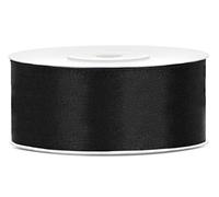 Ruban de satin noir 38 mm x 25 m - Large ruban, ruban cadeau et ruban décoratif pour grands nœuds, décoration de deuil, mariage et décoration d'événement moderne - indéchirable