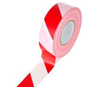 Ruban de Signalisation Rouge et Blanc, 50mm x 500m, LDPE, Haute Visibilité, Non Adhésif, Ruban de Balisage de Chantier - Délimiter zones de Danger