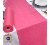 Ruban de table Fuchsia-Roza, non-tissé, 25 mètres x 30 centimètres, rouleau, décoration pour baptême, communion, mariage, anniversaire