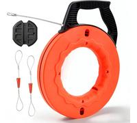Ruban de tirage de câbles - Aide au tirage de fibre optique - 30 m - 5 mm - Pour gaines/conduits vides - Avec tambour - Orange/noir