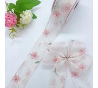 Ruban décoratif imprimé floral en organza Doli de 3,8 cm de large, 10 yards/rouleau, emballage cadeau pour la Saint-Valentin Taille UniquePolyester